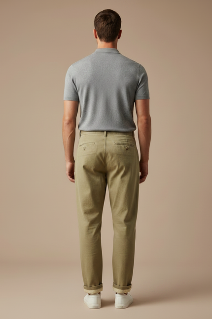 Pantalon À Pince Kaki Ample Plissé Décontracté Homme - Gabardine - vue 2