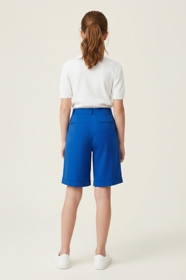 Pantalon À Pince Bleu Royal Droit Ample Court Fille - Polyester - vue 2