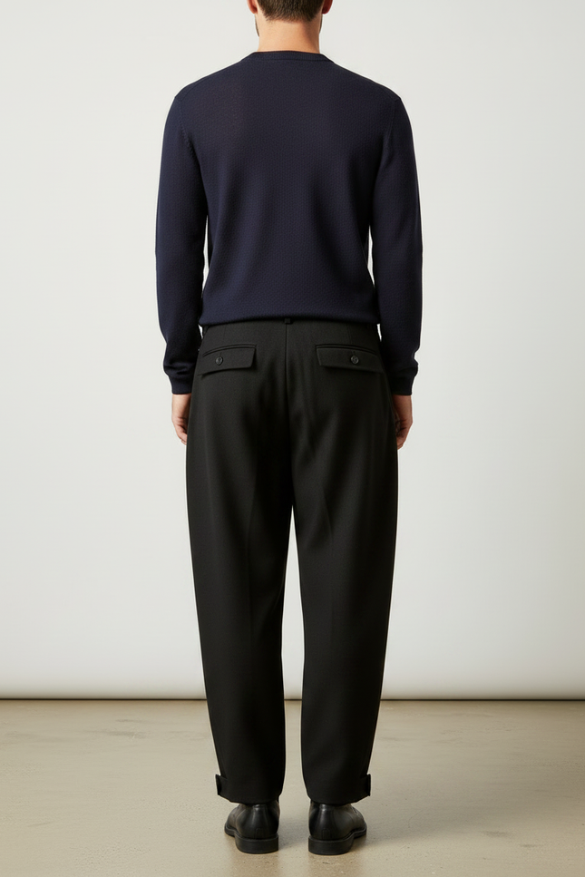 Pantalon À Pince Oversize - Noir Gabardine - vue 2