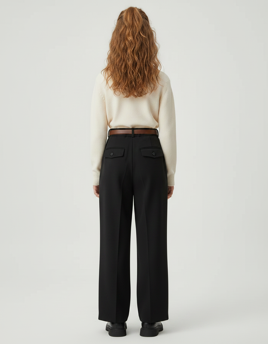 Pantalon À Pince Noir Ample Plissé Élégant Enfant - Polyester - vue 2