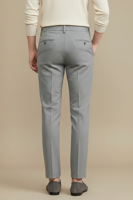 Pantalon À Pince Gris Plissé Slim Habillé Homme - Gabardine - vue 2