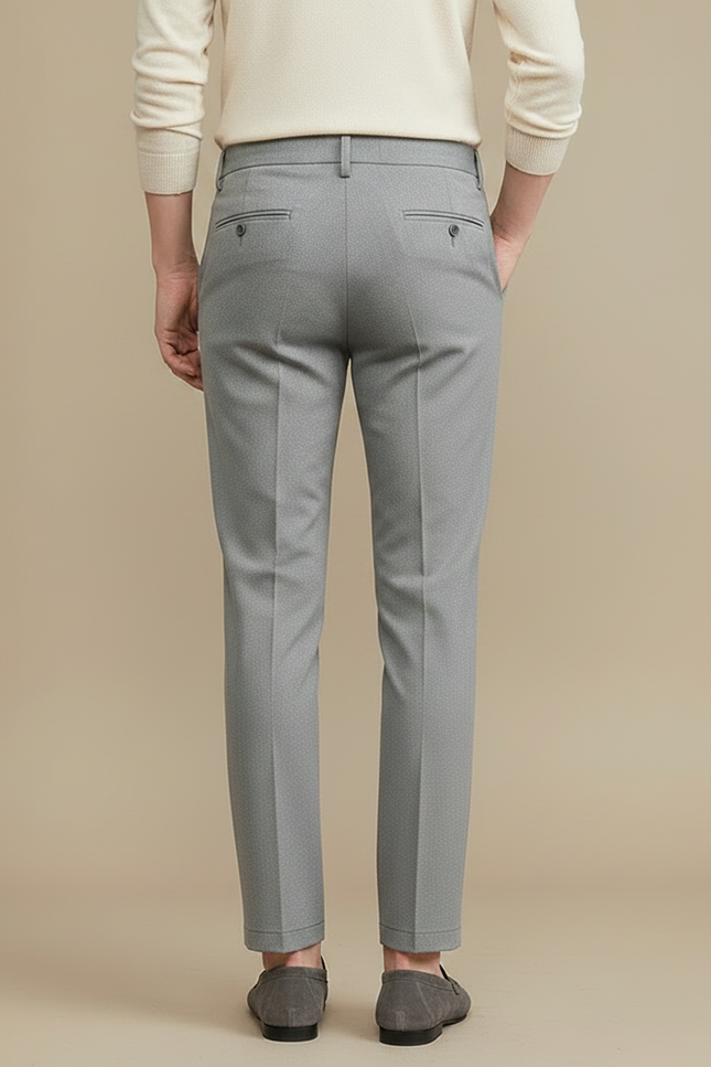 Pantalon À Pince Gris Plissé Slim Habillé Homme - Gabardine - vue 2