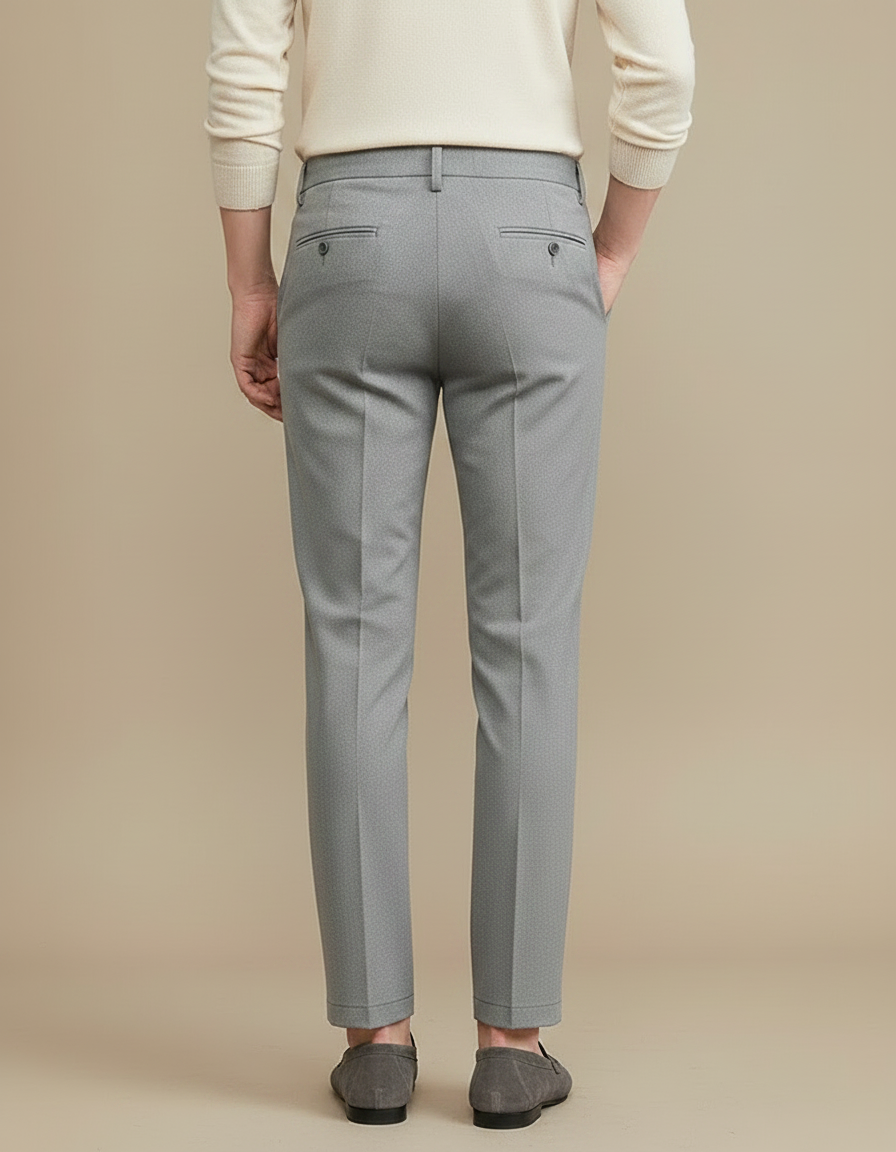 Pantalon À Pince Gris Plissé Slim Habillé Homme - Gabardine - vue 2