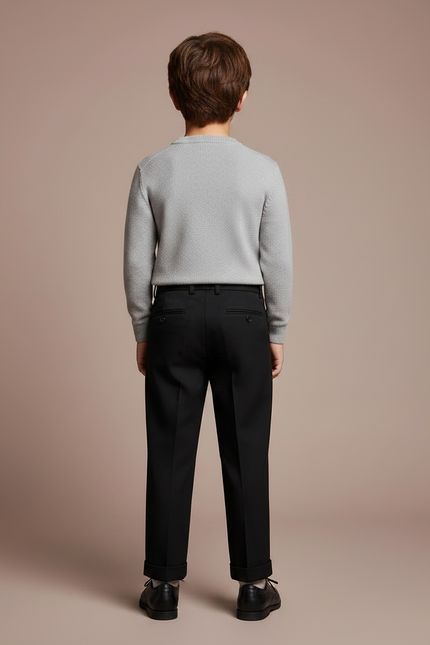 Pantalon À Pince Noir Plissé Élégant Enfant - Gabardine - vue 2