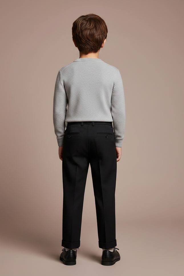 Pantalon À Pince Noir Plissé Élégant Enfant - Gabardine - vue 2