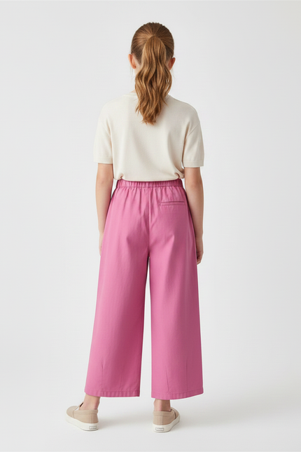 Pantalon À Pince Rose Ample Droit Fille Coton - vue 2