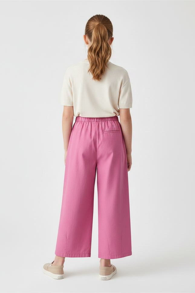 Pantalon À Pince Rose Ample Droit Fille Coton - vue 2