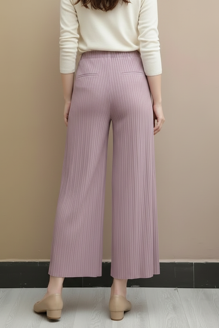 Pantalon À Pince Plissé Violet Fluide Élégant Femme - Polyester - vue 2