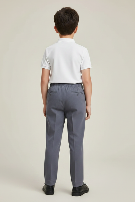 Pantalon À Pince Gris Droit Enfant Élégant Décontracté - Gabardine - vue 2