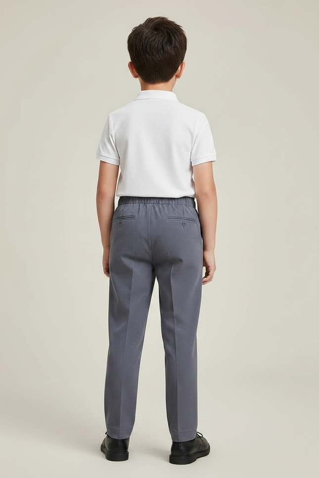 Pantalon À Pince Gris Droit Enfant Élégant Décontracté - Gabardine - vue 2