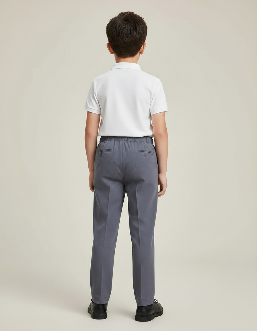 Pantalon À Pince Gris Droit Enfant Élégant Décontracté - Gabardine - vue 2