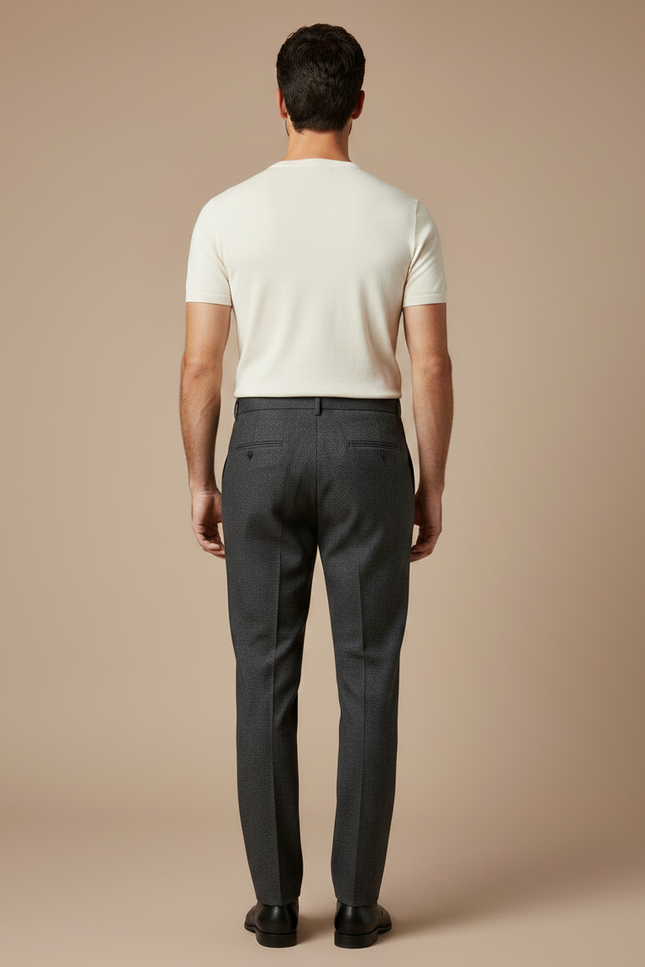 Pantalon À Pince Gris Anthracite Laine Plissé Droit Formel - vue 2
