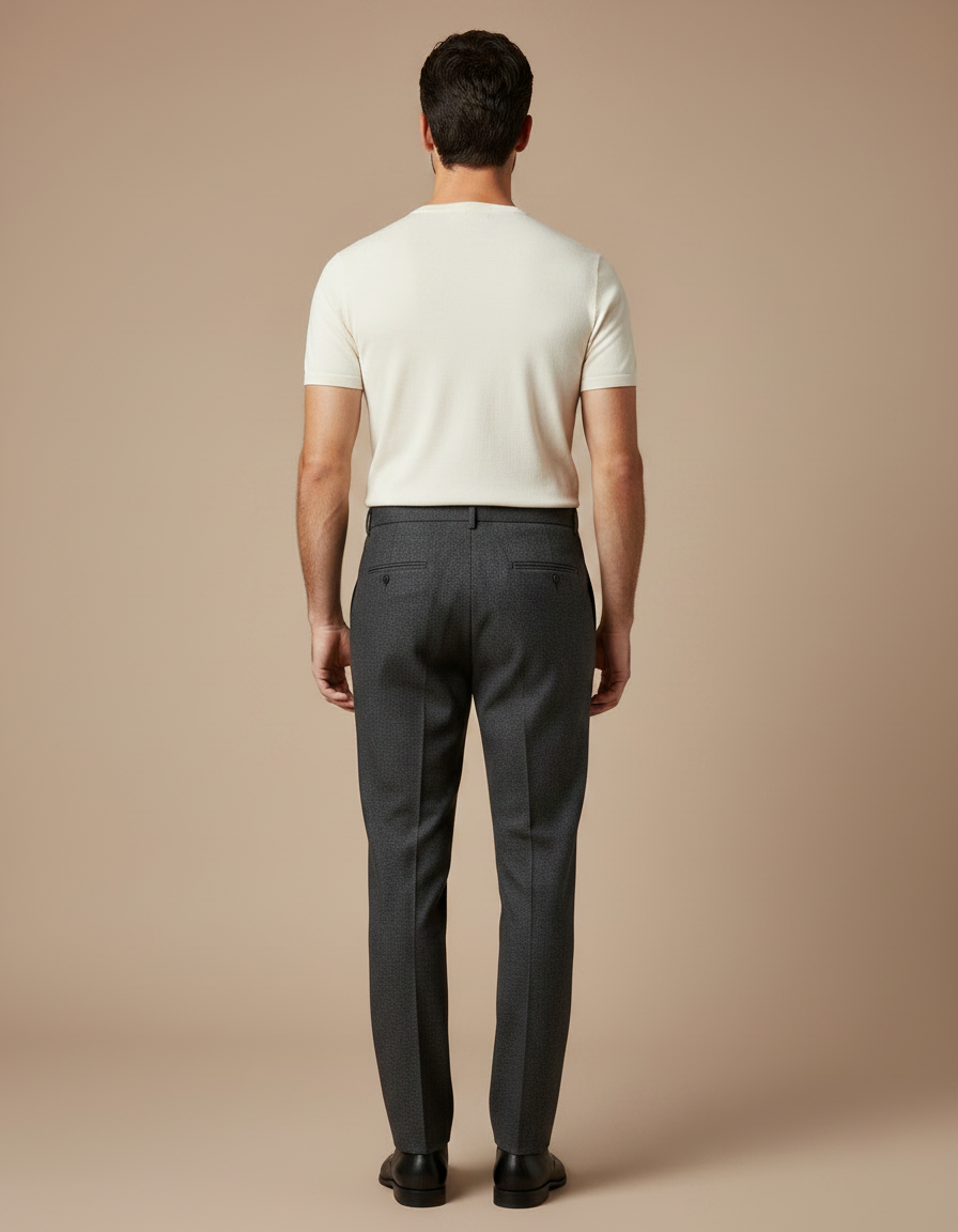 Pantalon À Pince Gris Anthracite Laine Plissé Droit Formel - vue 2