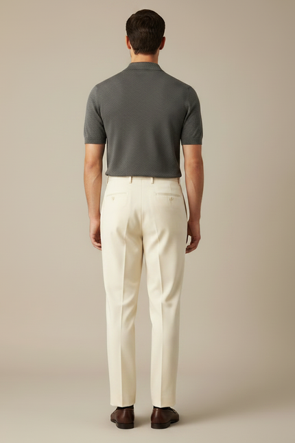 Pantalon Droit À Pince - Beige Gabardine - vue 2