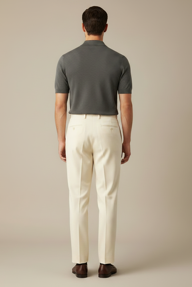 Pantalon Droit À Pince - Beige Gabardine - vue 2