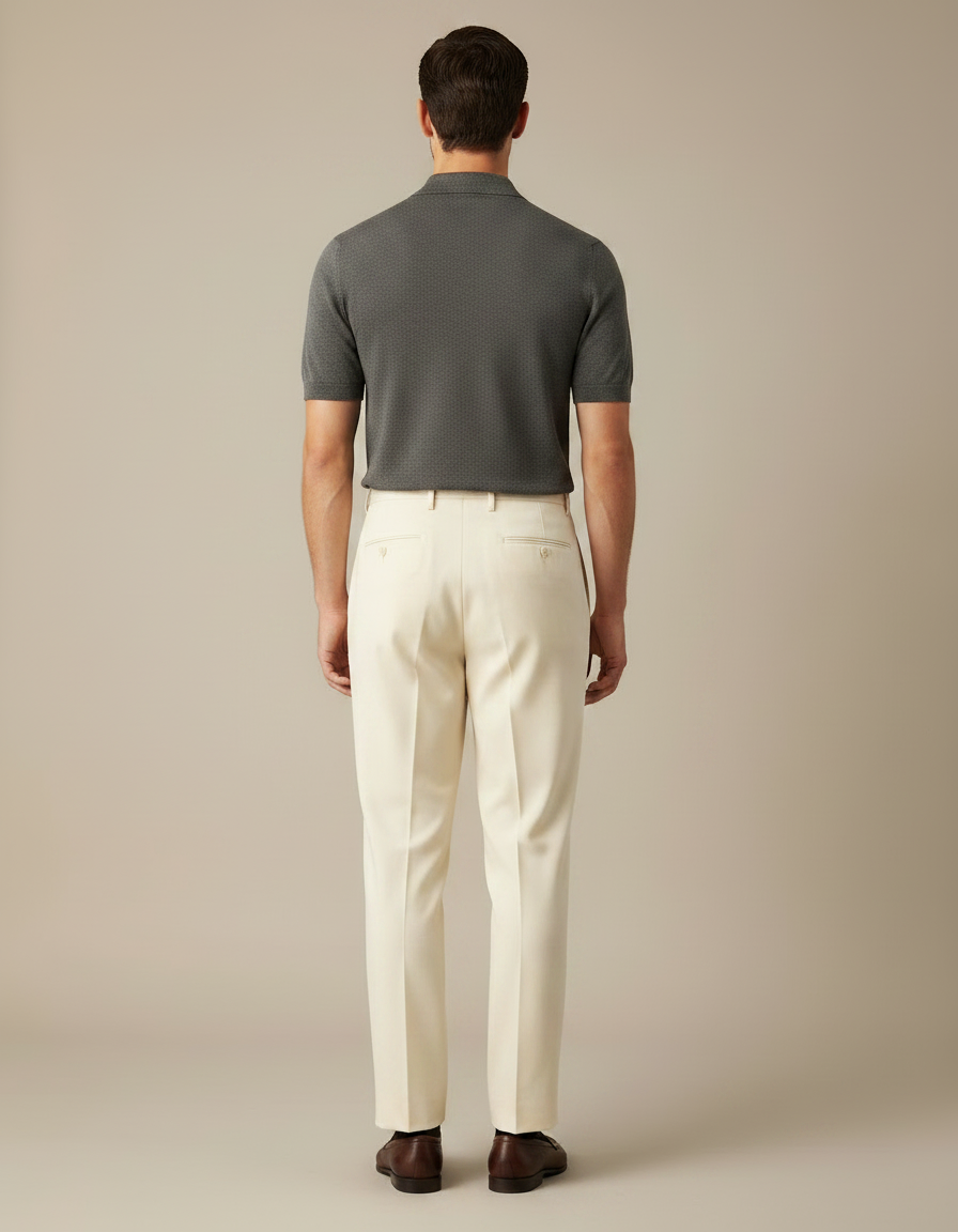 Pantalon Droit À Pince - Beige Gabardine - vue 2
