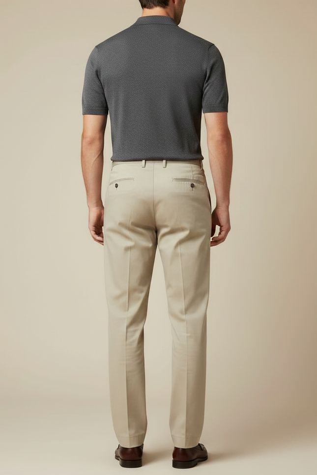 Pantalon À Pince Italien Homme - Beige Gabardine - vue 2
