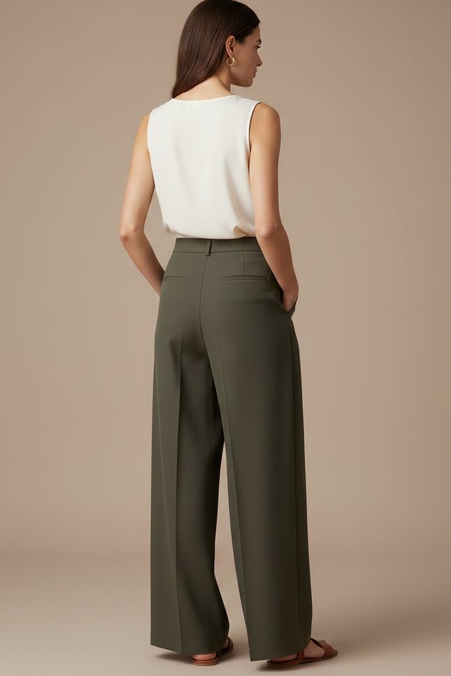 Pantalon À Pince Kaki - Polyester - vue 2