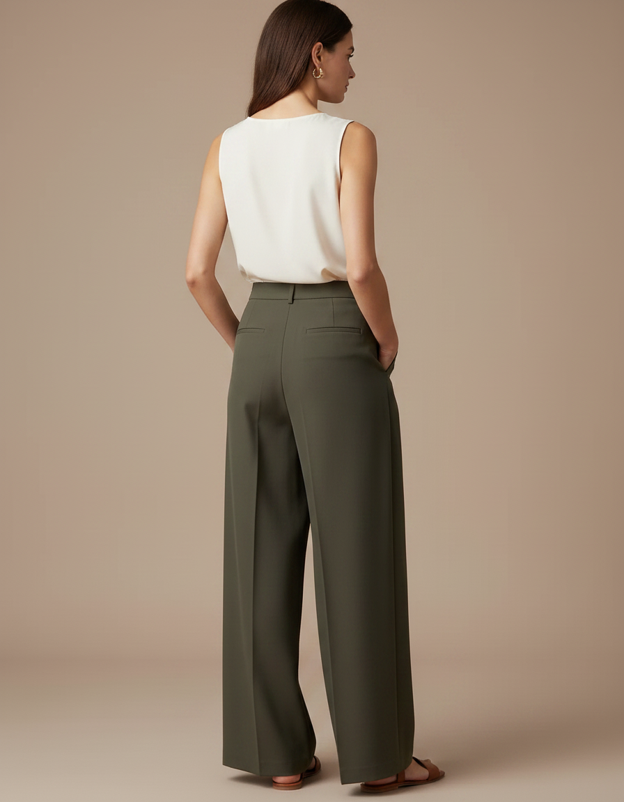 Pantalon À Pince Kaki - Polyester - vue 2