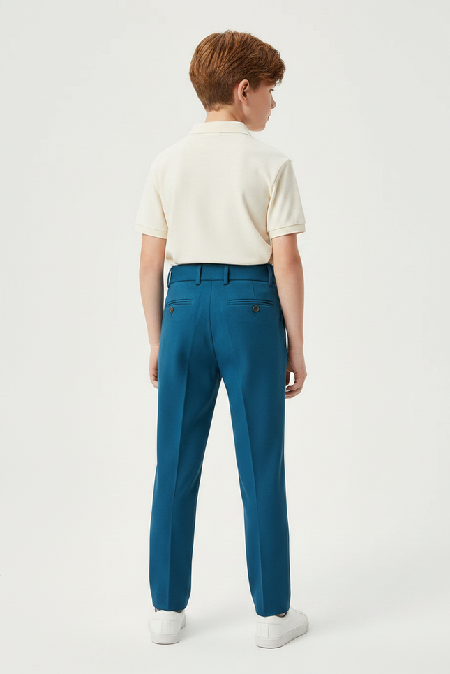 Pantalon À Pince Bleu Canard Slim Garçon Élégant - Gabardine - vue 2