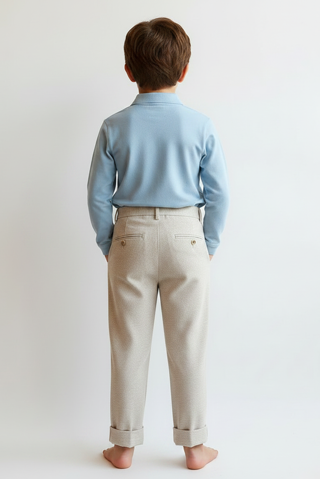 Pantalon À Pince Beige Plissé Garçon Élégant - Laine - vue 2