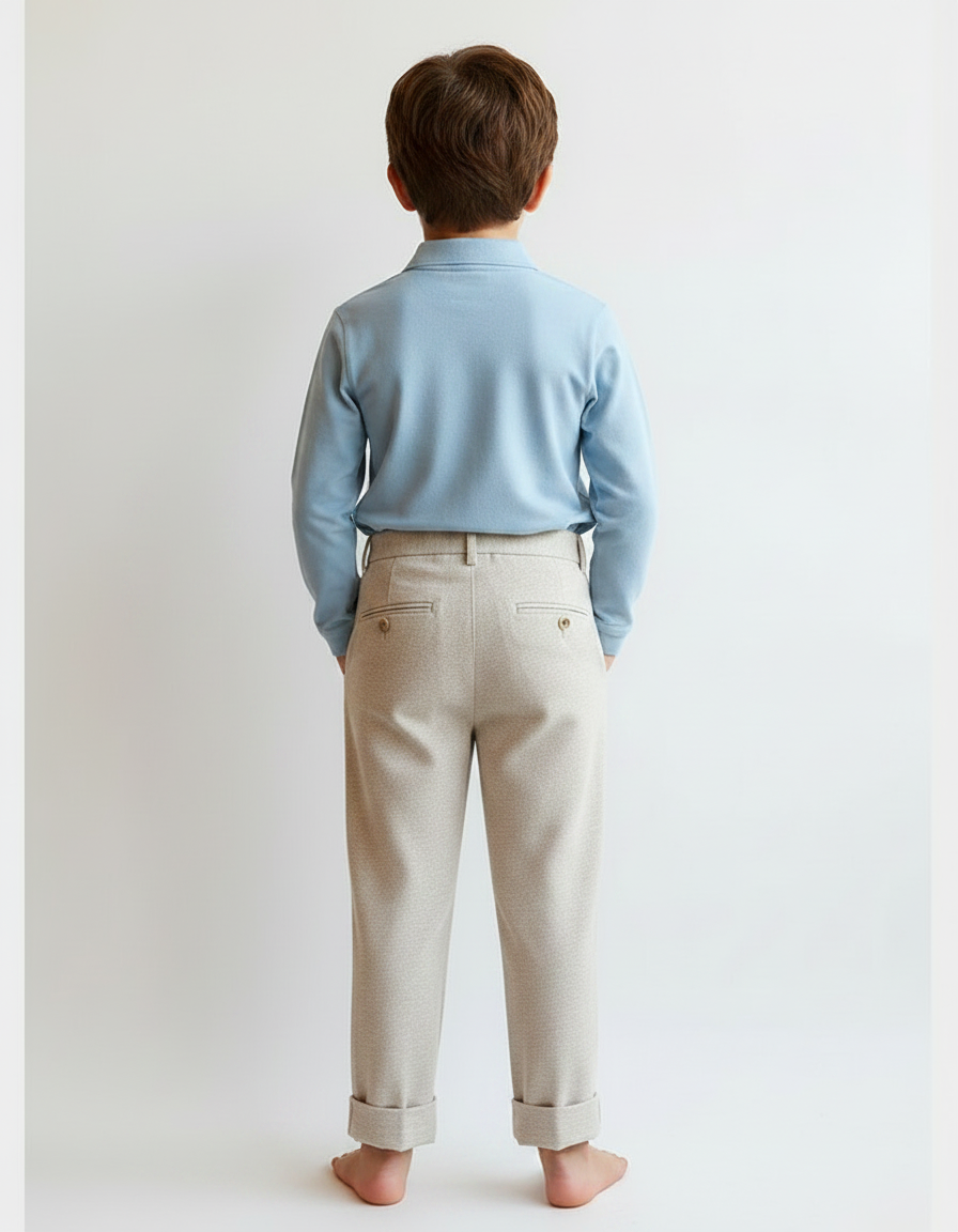 Pantalon À Pince Beige Plissé Garçon Élégant - Laine - vue 2