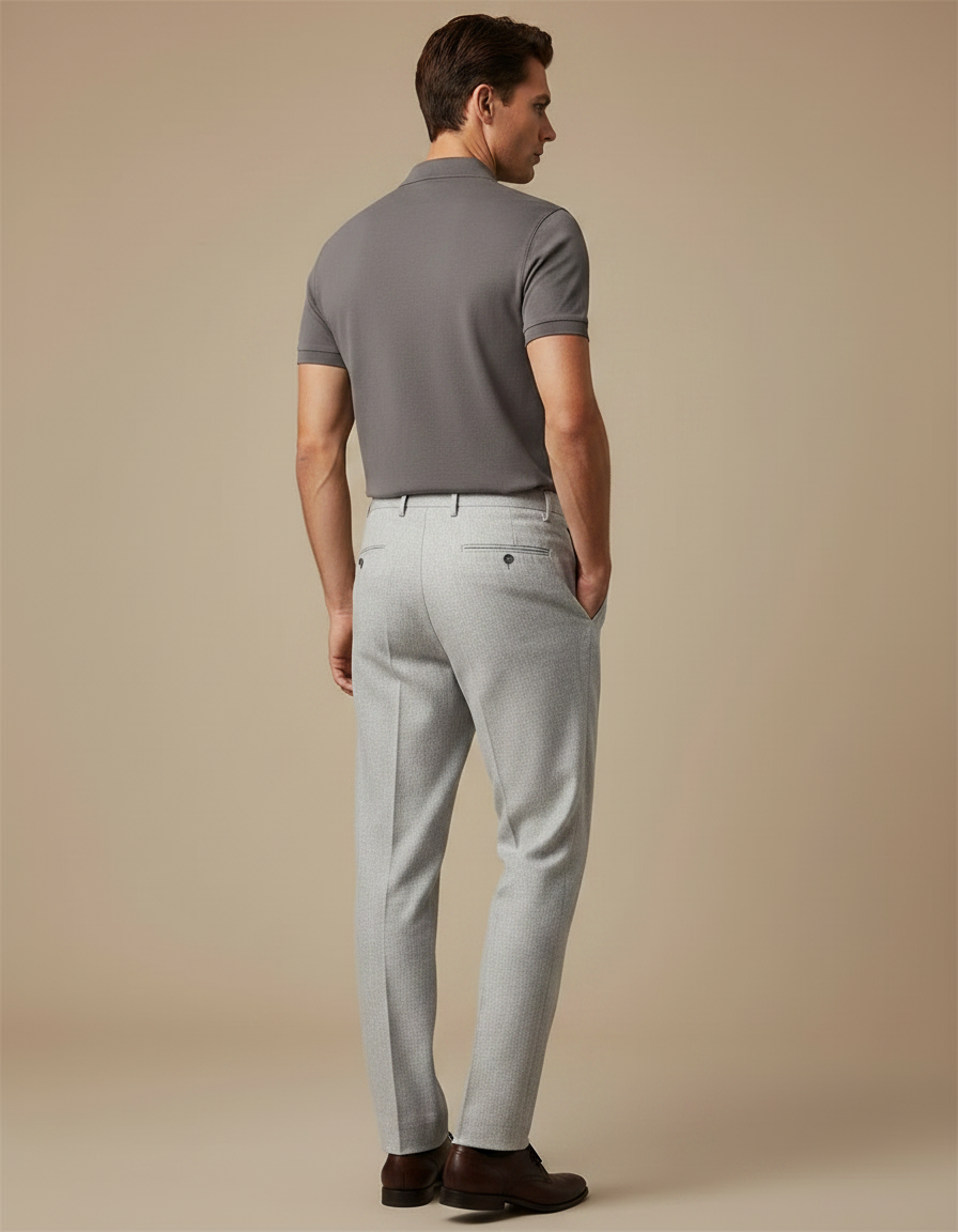 Pantalon À Pince Droit - Gris Gabardine - vue 2