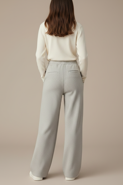 Pantalon À Pince Gris Clair Ample Décontracté Fluide - Molleton - vue 2