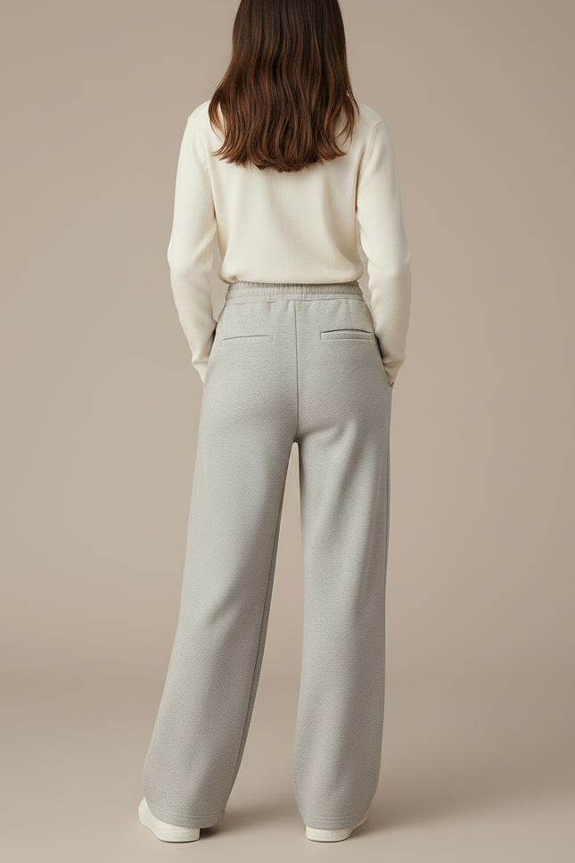 Pantalon À Pince Gris Clair Ample Décontracté Fluide - Molleton - vue 2