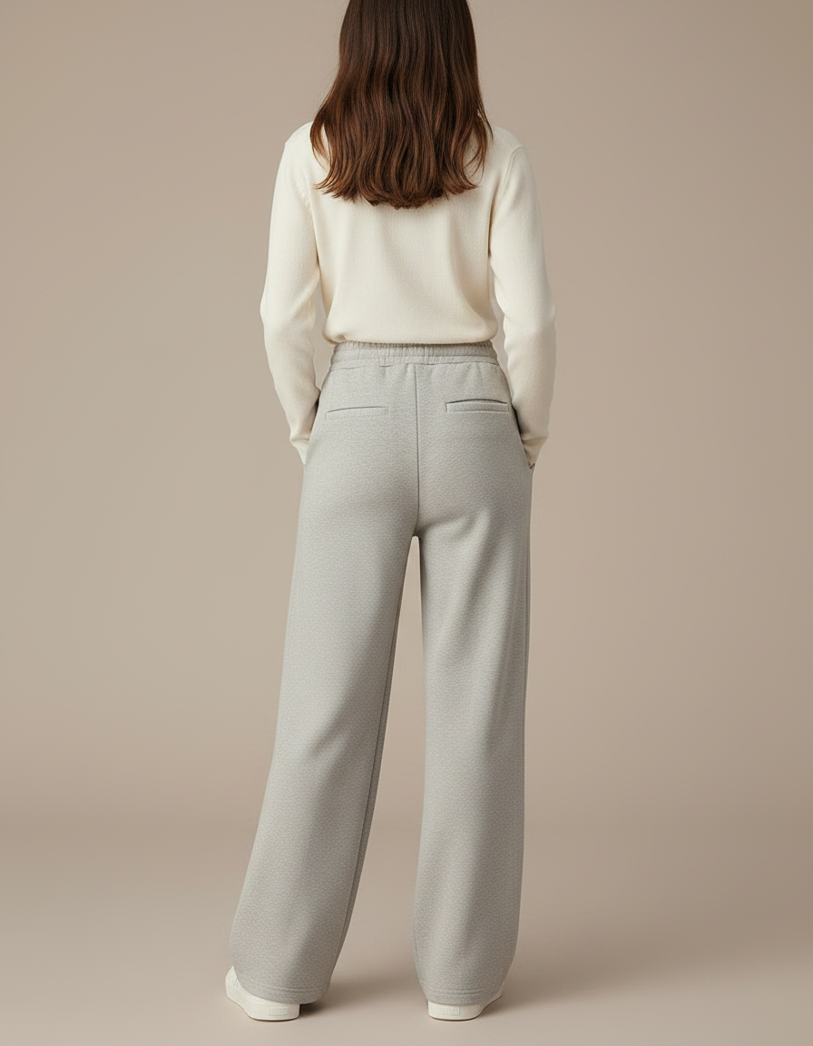 Pantalon À Pince Gris Clair Ample Décontracté Fluide - Molleton - vue 2