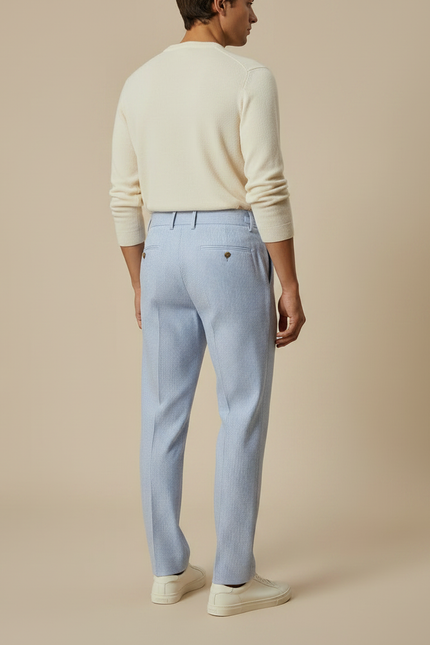 Pantalon À Pince Rayé - Bleu Coton - vue 2