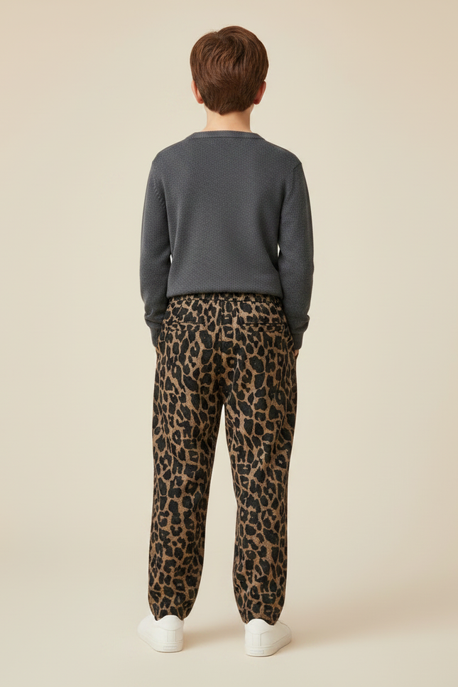 Pantalon À Pince Léopard Ample Enfant Coton Molletonné - Imprimé - vue 2
