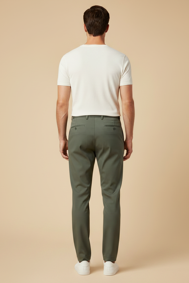 Pantalon À Pince Kaki Plissé Homme Décontracté - Polyester - vue 2