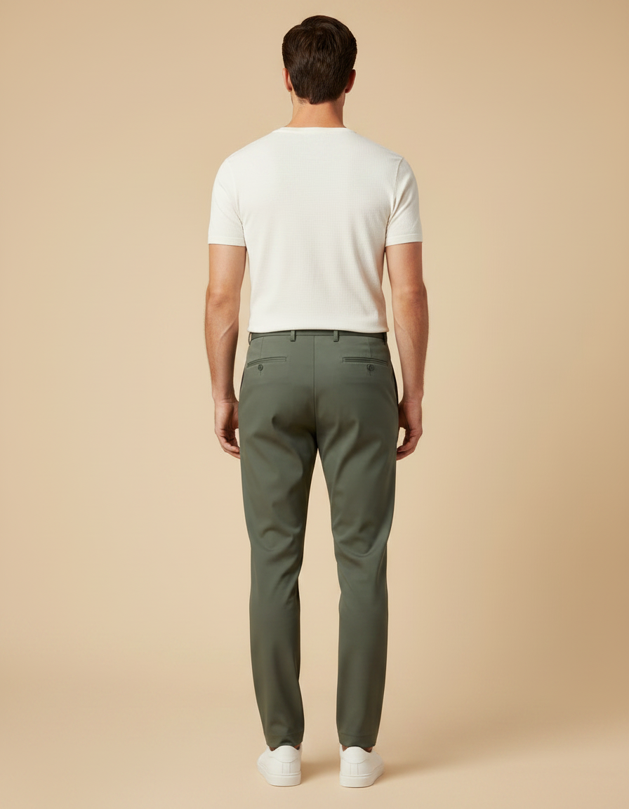 Pantalon À Pince Kaki Plissé Homme Décontracté - Polyester - vue 2