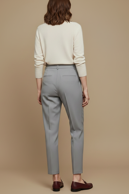 Pantalon À Pince Gris Élégant Fuselé Décontracté Femme - Gabardine - vue 2