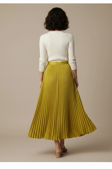 Pantalon À Pince Plissé Vert Fluide Ample Femme - Polyester - vue 2