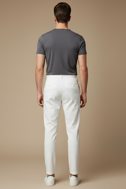 Pantalon À Pince Blanc Plissé Élégant Homme - Polyester - vue 2