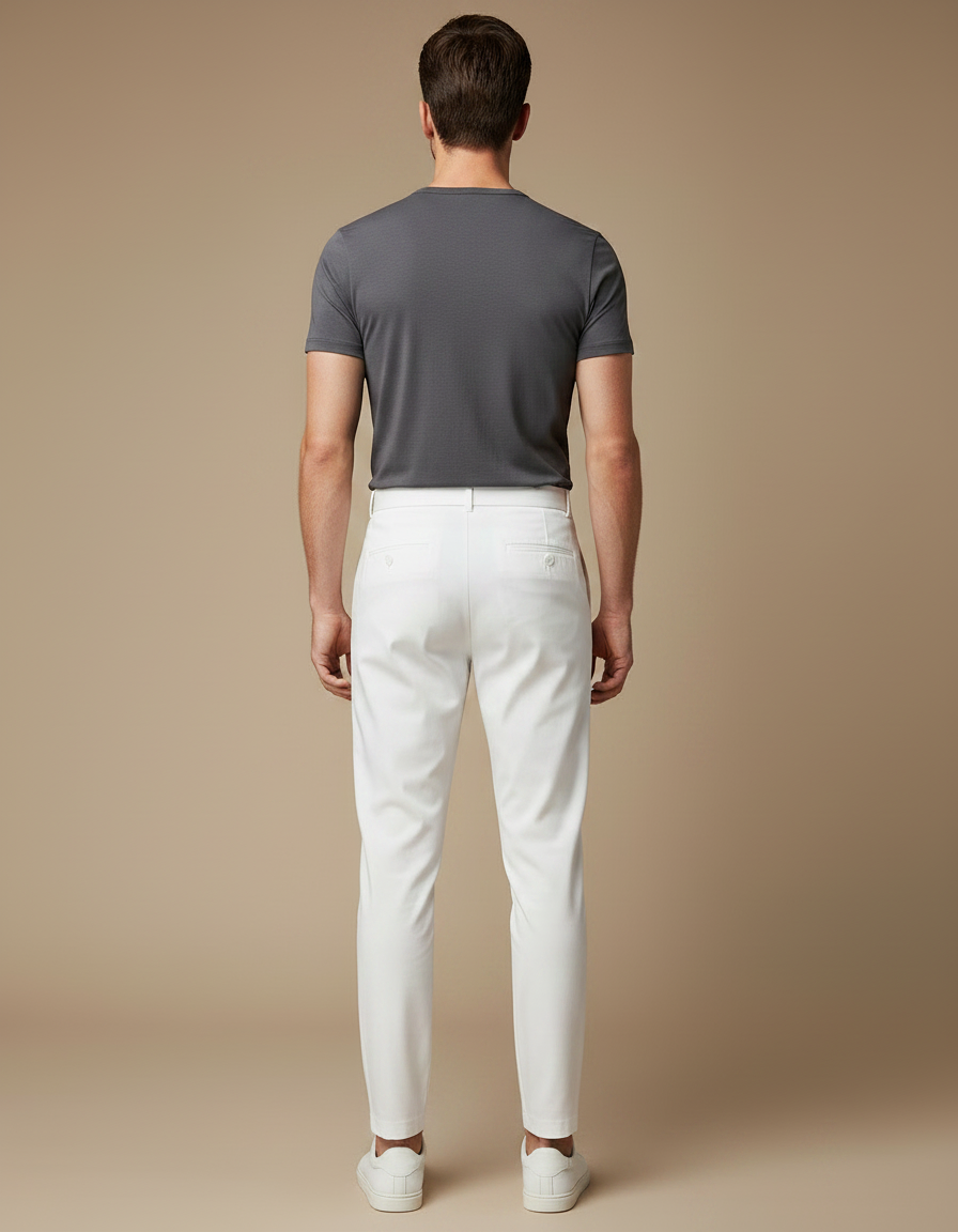 Pantalon À Pince Blanc Plissé Élégant Homme - Polyester - vue 2