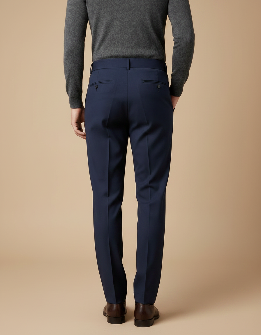 Pantalon À Pince Bleu Marine Drapé Élégant Homme - Gabardine - vue 2