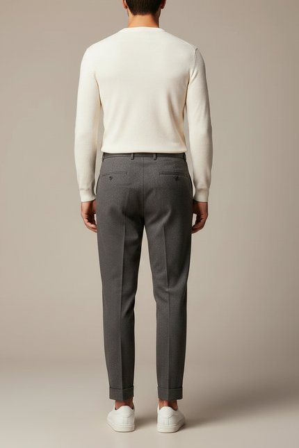 Pantalon À Pince Gris Plissé Fuselé Homme Élégant - Gabardine - vue 2