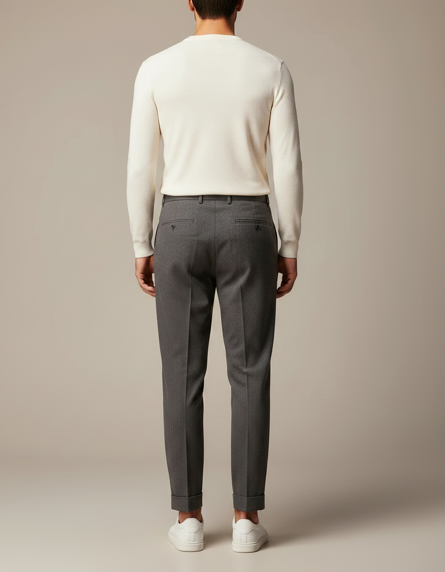 Pantalon À Pince Gris Plissé Fuselé Homme Élégant - Gabardine - vue 2
