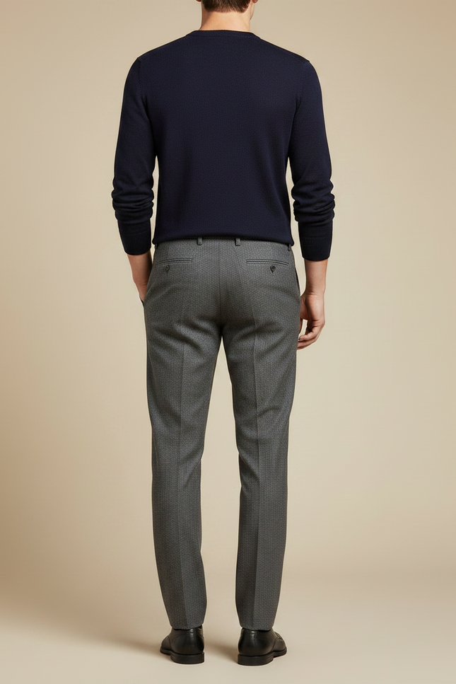 Pantalon À Pince Gris Foncé Laine Droit Élégant - vue 2