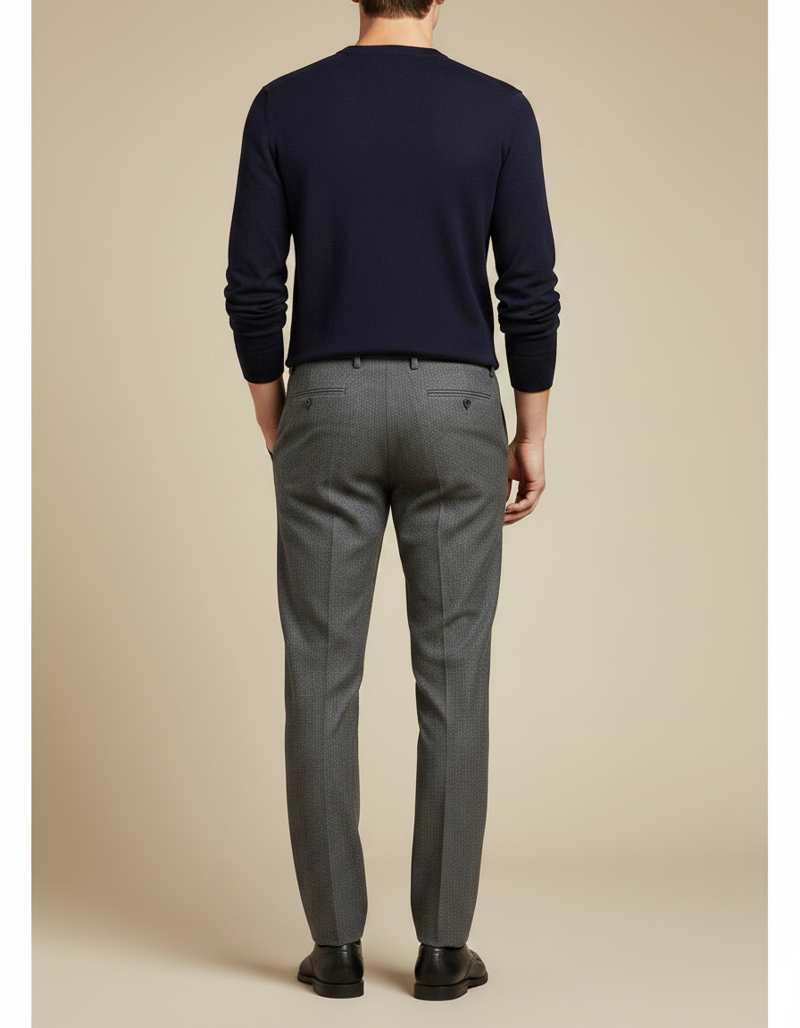 Pantalon À Pince Gris Foncé Laine Droit Élégant - vue 2