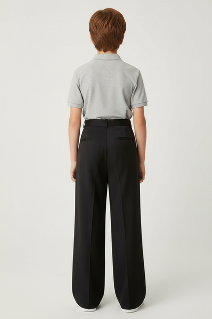 Pantalon À Pince Noir Ample Plissé Taille Haute Décontracté - Polyester - vue 2
