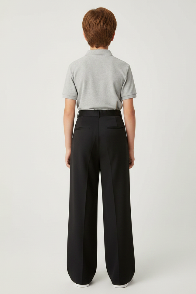 Pantalon À Pince Noir Ample Plissé Taille Haute Décontracté - Polyester - vue 2