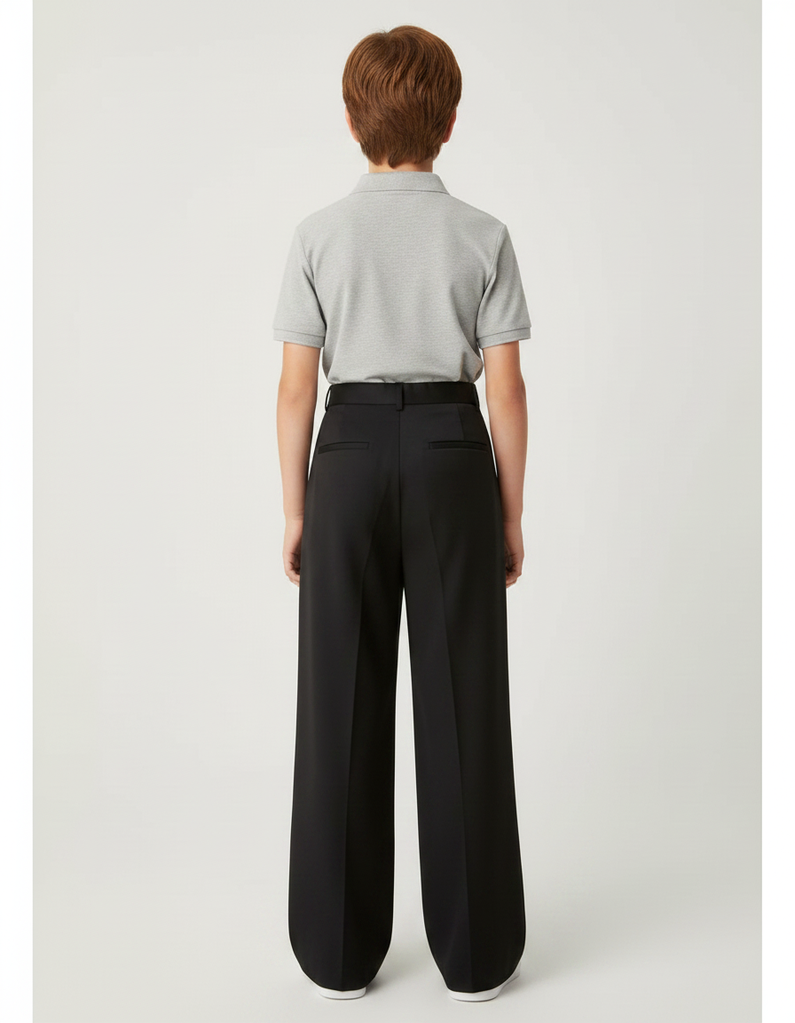 Pantalon À Pince Noir Ample Plissé Taille Haute Décontracté - Polyester - vue 2