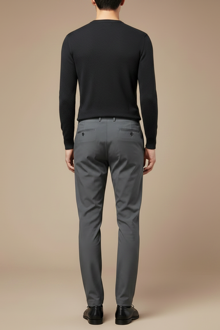 Pantalon À Pince Gris Anthracite Coupe Droite Élégant Homme - Polyester - vue 2
