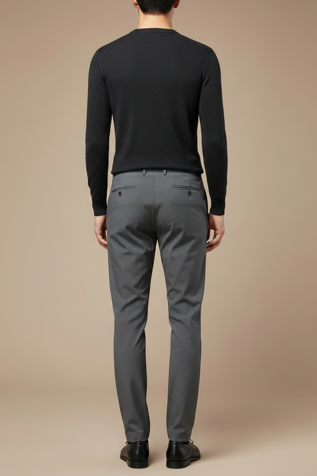 Pantalon À Pince Gris Anthracite Coupe Droite Élégant Homme - Polyester - vue 2
