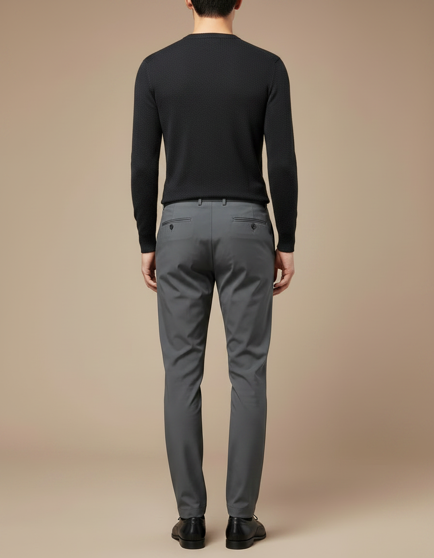Pantalon À Pince Gris Anthracite Coupe Droite Élégant Homme - Polyester - vue 2