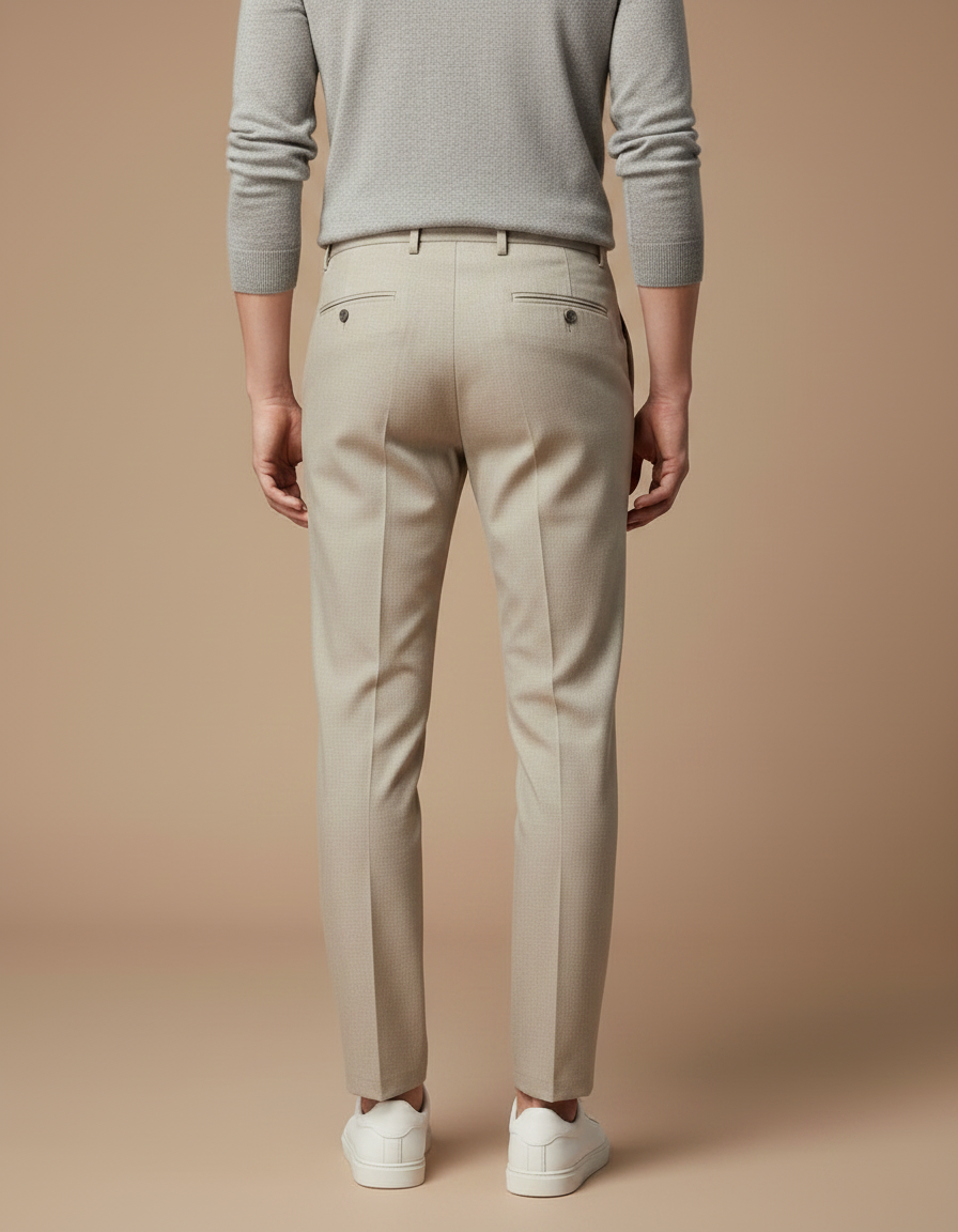 Pantalon À Pince Beige Slim Plissé Homme Élégant - Gabardine - vue 2